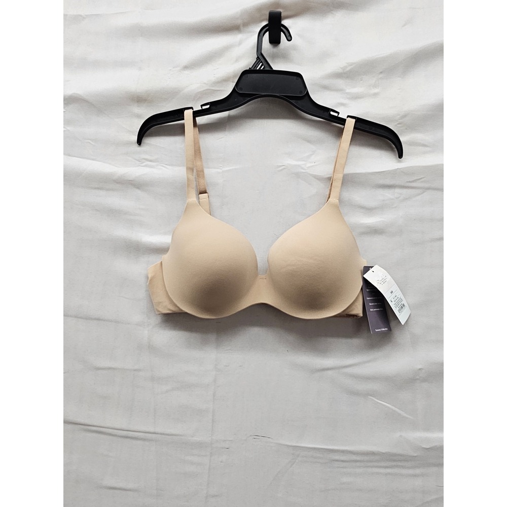 Auden Womens T-Shirt Bra Tan Nylon Blend Casual Size 36B